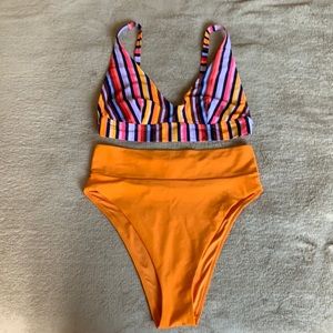 Never worn aerie swimsuit, high waisted bottoms